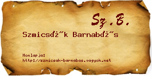 Szmicsák Barnabás névjegykártya